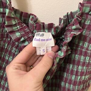 Free People Green and Purple Jumpsuit